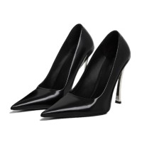 Pointed Toe Classic Curved Stiletto Heels Pumps - Black