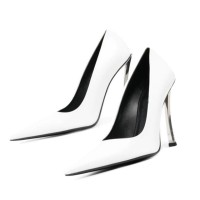 Pointed Toe Classic Curved Stiletto Heels Pumps - White