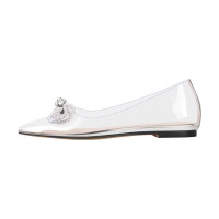 Pointed Toe Rhinestones Bow Daily Slip On Transparent Ballet Flats - Clear PVC