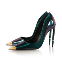 Pointed Toe Rhinestones Stiletto Heels Multicolor Pumps - Green