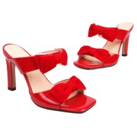 Peep Toe Ribbon Decorated Wedding Party Spring Sandals - Red