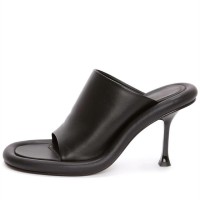 Peep Toe Stiletto Heels French Vintage Sandals Slippers - Black