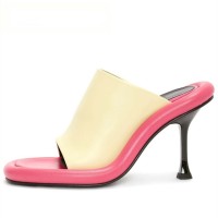Peep Toe Stiletto Heels French Vintage Sandals Slippers - Pink Apricot