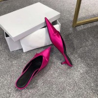 Pointed Toe Kitten Heels Elegant Summer Slippers Sandals - Rose Silk