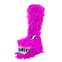 Round Toe Fur Plush Platforms Cute Monster Wedges Platforms Ankle Highs Boots - HotPink Faux Fur