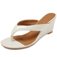 Summer Outside Monaco Wedges Flip Flops Sandals - Beige