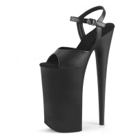 Peep Toe Stiletto Heels Matte Ankle Buckle Straps Platforms Pumps - Black