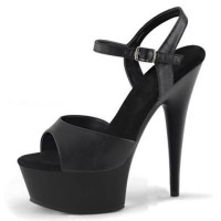 Peep Toe Stiletto Heels Matte Ankle Buckle Straps Platforms Pumps - Black