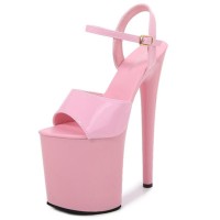 Peep Toe Stiletto Heels Patent Ankle Buckle Straps Platforms Pumps - Pink