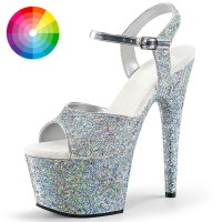Peep Toe Shiny Stiletto Heels Sequin Bling Ankle Buckle Straps Platforms Pumps - Custom Color
