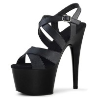 Peep Toe Stiletto Heels Matte Ankle Buckle Cross Straps Platforms Pumps - Black