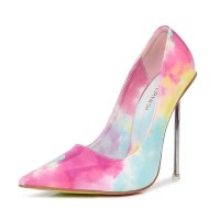 Pointed Toe Metal Stiletto Heels Classic Pumps - Lavender Patent