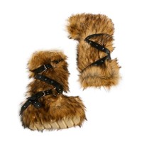 Round Toe Platforms Winter Fluffy Big Foot Yeti Belt Buckle Straps Costumes Knee High Boots - Brown