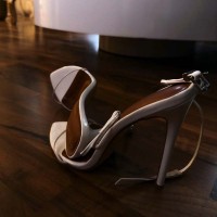 Pointed Open Toe Ankle Buckle Straps Stiletto Heels Party Wedding Dance Sandals - White Patent