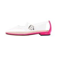 Square Toe Transparent Clear Mary Janes Flats Loafers - Pink PVC