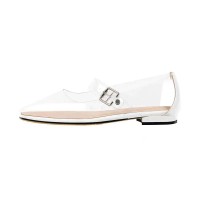 Square Toe Transparent Clear Mary Janes Flats Loafers - White PVC