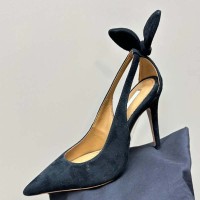 Pointed Toe Back Buttefly Slip On Cute Fashion Pumps - Black Flock