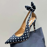 Pointed Toe Back Buttefly Slip On Cute Polka Dots Fashion Pumps - Multicolor Flock