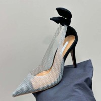 Pointed Toe Back Buttefly Slip On Cute Fashion Pumps - Gray Pvc