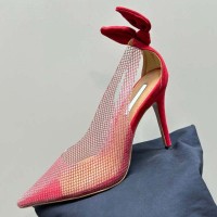 Pointed Toe Back Buttefly Slip On Cute Fashion Pumps - Red Pvc