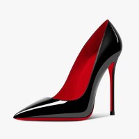 Pointed Toe Stiletto Heels Laser Powder Pumps - Black Patent