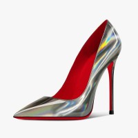 Pointed Toe Stiletto Heels Laser Powder Pumps - Gold Patent