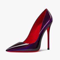 Pointed Toe Stiletto Heels Laser Powder Pumps - Violet Patent