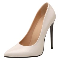Pointed Toe Stiletto Heels Pumps - White Patent