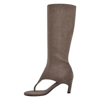 Thong Round Toe Mid-Calf Kitten Heels Bootie Flip-flops Sandals - Steel Flock