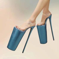 Fly High Extreme Stiletto 12-inch Platform Open Toe Sandals - Blue Teal