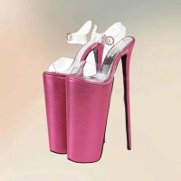 Fly High Extreme Stiletto 12-inch Platform Open Toe Sandals - Pink