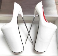 Fly High Extreme Stiletto 12-inch Platform Pumps - White