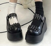 Bullet Head Gothic Mary Jane Platforms - Black