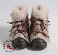 Designer Winter Boots 1017 with Bow - Beige Fur