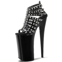 Rivet Gothic Dance Platform Sandals - 8 Inch Black on Black