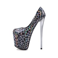 Fly High Leopard Designed Platform Stiletto Heels Party Pumps - Silver