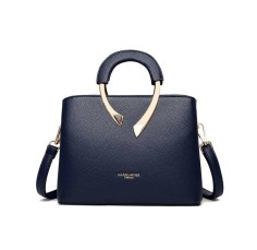 Medium Size Vegan Leather Fancy Crossbody Handbag - Blue
