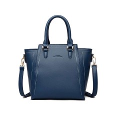 Medium Size Vegan Leather Crossbody Handbag - Blue