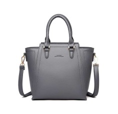 Medium Size Vegan Leather Crossbody Handbag - Gray