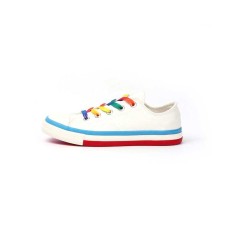 Castro Rainbow Canvas Lace-Up Sneakers - Blue White Red
