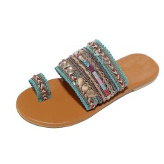 Cappadocia Ethnic Outdoor Slippers Flip Flops - Green