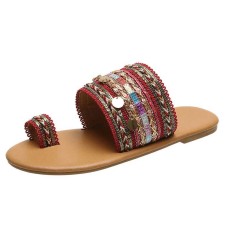 Cappadocia Ethnic Outdoor Slippers Flip Flops - Red