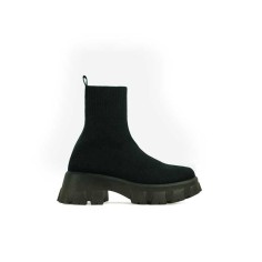 Chunky Heel Platform Ankle Socks Boots - Green