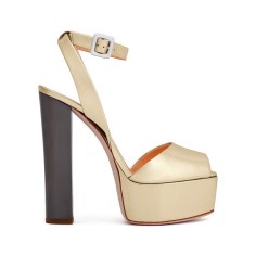 Peep Toe Platforms Ankle Buckle Straps Chunky Heels Pumps Sandals - Light Gold
