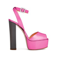 Peep Toe Platforms Ankle Buckle Straps Chunky Heels Pumps Sandals - Pink