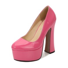 Minimalist Catwalk Party Platform Chunky Heels - Pink