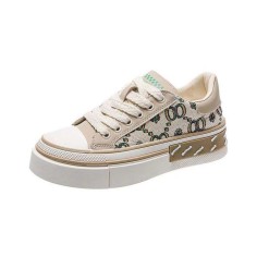 Venesia Canvas Lace-Up Sneakers - Beige
