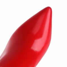 Pointed Toe Stiletto Heels Elastic Thigh Pants Jumpsuit Patent Pumps - Red