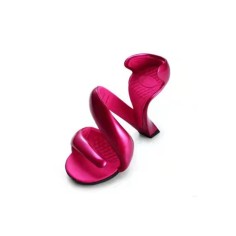 Peep Toe Snake Shape Bottomless Retrofuturistic Heels Sandals - Rose Red