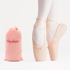 Child and Adult Professional Ballets Flats Points Ribbon Canvas Shoes with Bag - Beige